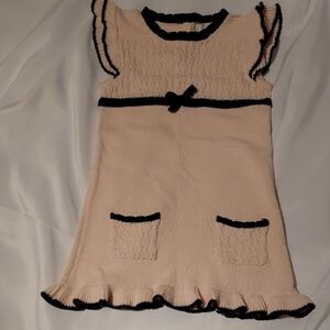 Adorable Designer Knitted Pink and Black Kids Dress.
